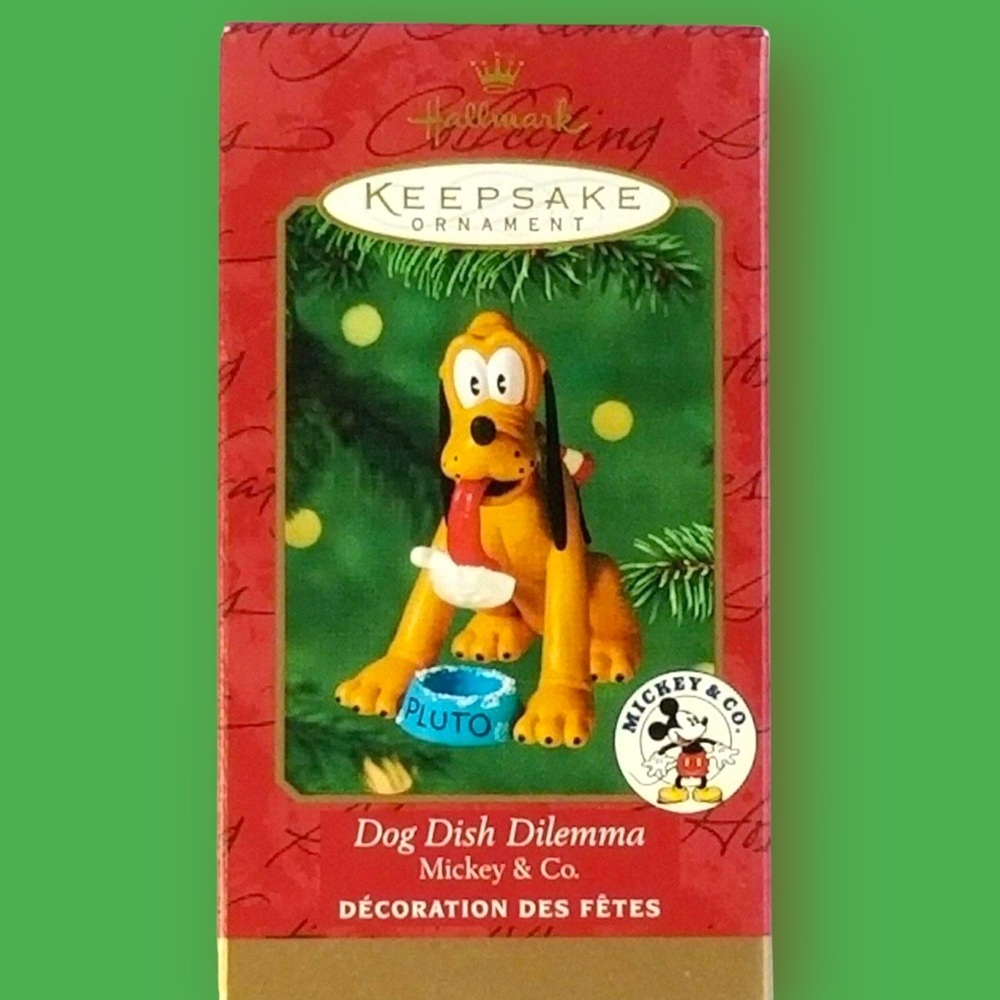 Hallmark Christmas Ornament Disney Pluto Dog Dish Dilemma Mickey & Co. NIB 2000